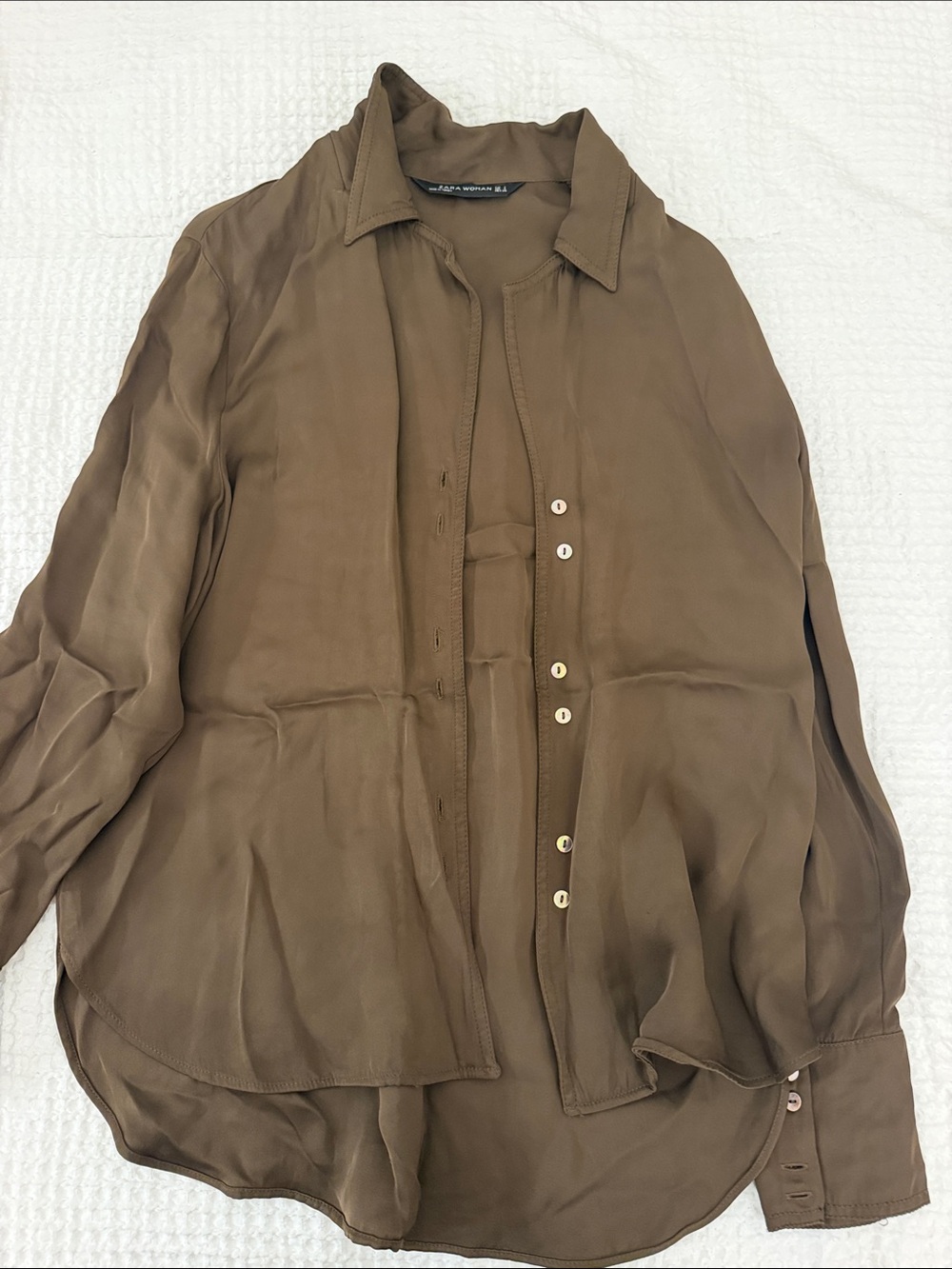 Zara Women's Brown Button-Down Blouse